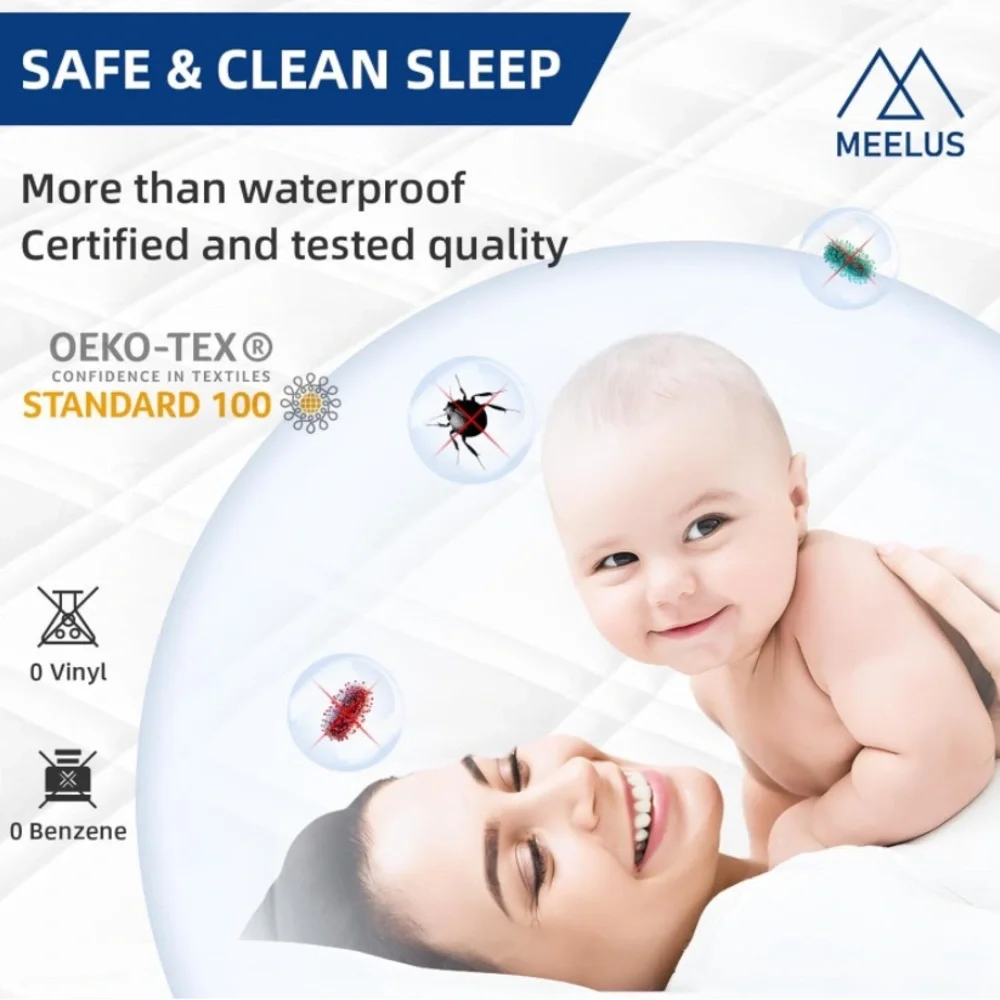 MEELUS Queen Mattress Protector Waterproof Quilted (Breathable)